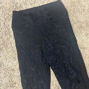 Black/denim lace high waist jegging